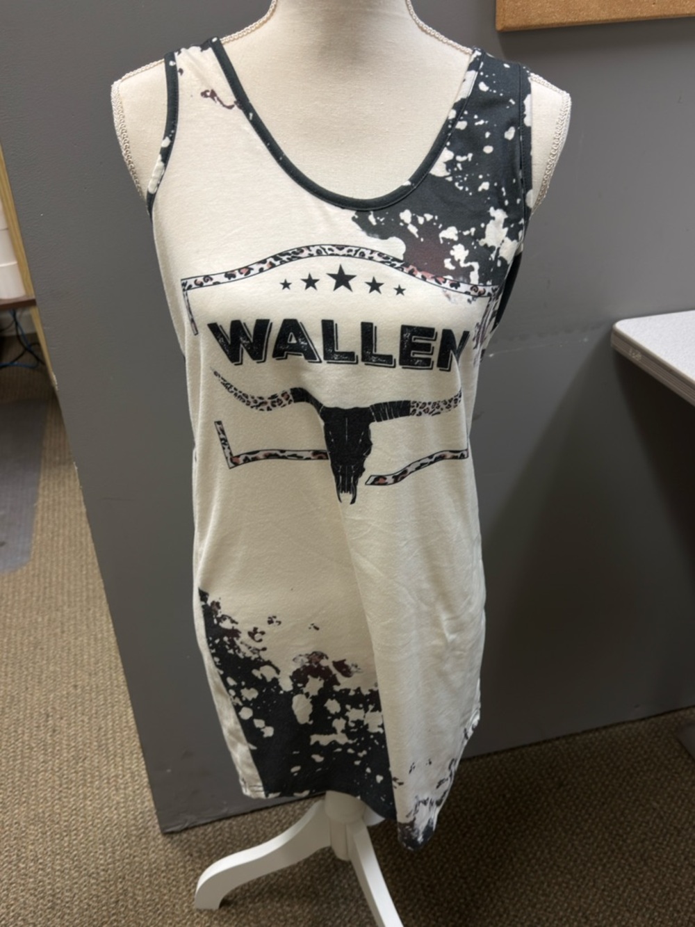 WALLEN‎ Graphic Tank Dress in Black & Cream